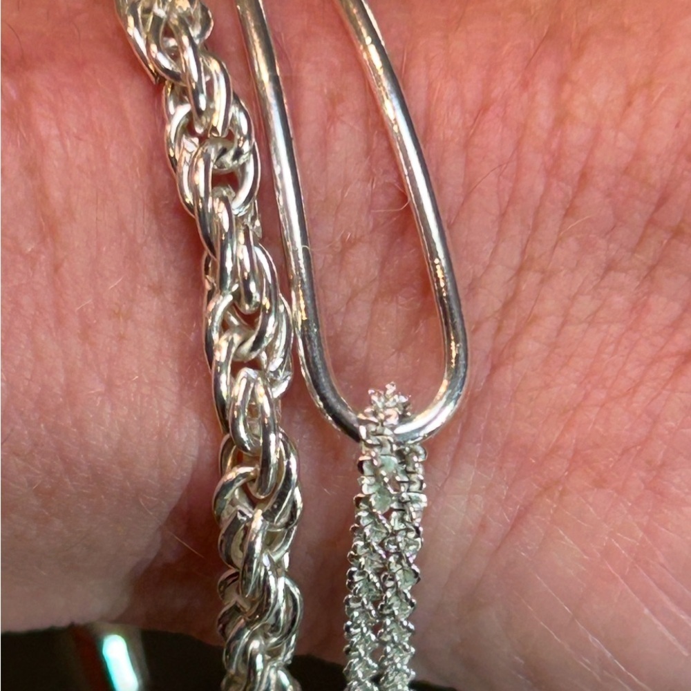 Licol Bracelet Italy .925 Silver Mixed Tubular + Chain Style - Picture 9 of 15